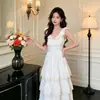 Vestido de Manga Estilo Francés para Mujer, Nuevo Modelo Verano 2026, Vestido Largo Suave y Dulce de Volantes con Cuello en V