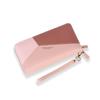 Clutch Billetera Larga de Cuero para Mujer Estilo Coreano con Cierre de Cremallera y Bloque de Color Transfronterizo de Gran Capacidad