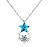 Corrente Azul Estrela Clavícula Anel Pingente Colar Diamante Brilhante Design Feminino Senso de Design Nicho Estilo Frio Joia Colar