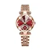 Daiyan Modelo Nuevo Reloj de Cuarzo para Mujer Incrustado de Diamantes Banda de Acero Color Oro Rosa Moda Lujo Ligero Resistente al Agua Reloj para Mujer