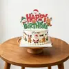 Bandeirola Puxa-Bandeira de Aniversário de Natal Desenho Animado Fofo Papai Noel Banner de Letras Enfeites Suspensos Espirais Toppers de Bolo Decorações