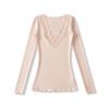 Ap25590-25 Nuevo Estilo Otoño Americano Puro Lust Sexy Sexy Cuello en V Encaje Manga Larga Ajustado Camiseta
