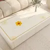 Protetor de mesa retangular estilo pintura a óleo com padrão floral vintage, textura de couro sintético, tapete à prova d'água e resistente ao calor para mesa de jantar e mesa de centro