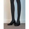 Zapatos de Tacón Alto con Punta Redonda sin Cordones para Mujer para Otoño e Invierno, Zapatos Versátiles de Estilo Retro para el Trabajo con Tira Cruzada y Temperamento