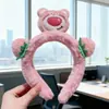 Faixa de Cabeça Fofa de Urso Morango Cabeça de Pelúcia Menina Nova Celebridade da Internet Coelho Amarrador de Cabelo Antiderrapante Faixa de Cabeça para Bebê Crianças Acessórios de Cabelo
