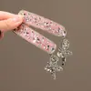 Presilha Rosa Exquisita Ultra Brilhante com Presilha Lateral de Cristal, Novo Modelo 2026 com Pingente de Borboleta e Franja, Grampo de Cabelo para Mulheres