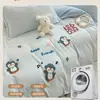 Ins Lindo Cálido Forrado de Polar Engrosado Cálido Dibujos Animados Terciopelo de Leche Juego de Cuatro Piezas Funda de Edredón para Dormitorio de Estudiantes Juego de Tres Piezas