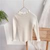 [En stock] Suéter de niña para primavera y otoño, nuevo tejido de punto para bebé, estilo occidental, con orejas de madera y cuello medio, estilo coreano para niños.