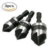 Madera chaflanadora de cinco cuchillas 3 piezas mango hexagonal transfronterizo 90 acero de alto carbono negro cuchillo chaflanado 12mm16mm19mm