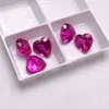 Corte Multi-Versão 3 # Anel de Pedra Solta Rubi Vermelho-Rosa em Forma de Coração Face Pedra Artificial Coríndon Vermelho Acessório de Joia Contas Soltas DIY