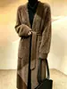 Nuevo Cárdigan de Punto Imitación Piel de Visón Otoño/Invierno 2026 de Longitud Media Suave y Acogedor Estilo Coreano Suéter Abrigo Holgado con Bolsillos para Mujer