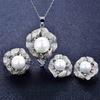 Gaoding joias atacado micro cravação cravejado completo imitação de diamante pérola de água doce natural concha conta colar brincos anel conjunto