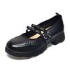 Sapatos Mary Jane Bico Redondo Femininos Estilo Coreano Fechamento Duplo Laço Boca Rasa Sapatos Baixos Mocassins Slip-on para Entidade