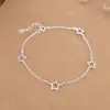 Pulseira de Prata Esterlina 925 Estilo Coreano, Temperamento Gentil, Estrela Vazada, para Mulheres, Luxo Leve, Design de Nicho, Pulseira Exquisita Versátil