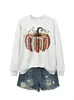 Amazon eBay site independente moda casual divertida moletom feminino com estampa de abóbora gola redonda manga longa em estoque