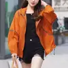 Ropa de Protección Solar de Secado Rápido con Empalme para Mujer, Nuevo Estilo de Verano, Gama Alta, Talla Grande, Ropa Transpirable con Protección Solar, Chaqueta Holgada de Manga Larga en Color de Contraste