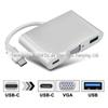 Hub conversor de vídeo três em um USB 3.1 Tipo-C para VGA USB 3.0 Tipo-C