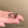 Anillo de Diamante Flash de Gato Estilo Oscuro para Mujer 2025 Nuevo Anillo Retro Abierto para Dedo Índice Anillo de Diseño Personalizado de Nicho