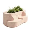Macetero de flor de terrazo blanco hecho a medida para patio exterior, jardinera rectangular de suelo, contenedor de plantación para paisajismo de jardín de villa