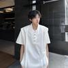 Camiseta de Manga Corta de Peso Pesado con Diseño Desestructurado para Hombre, Tendencia Estilo Americano Camiseta de Media Manga con Hombro Acolchado para Pareja, Corte Limpio