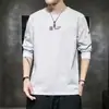 Camiseta Masculina de Manga Longa 2020 Masculina Outono e Inverno Nova Tendência Ins Casual Gola Redonda Cor Manga Longa Camiseta Masculina Atacado