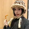Nuevo Gorro de Felpa Gruesa Estilo Fair Isle tipo Lei Feng para Mujer, Gorro Cálido para Ciclismo de Invierno con Protección para los Oídos, Gorro de Piloto con Correa Adelgazante