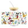 Mickey Mouse Transfer UV DTF Cristal Transparente Copo de Vidro com Adesivo 16oz Especial À Prova d'Água Resistente a Arranhões Atacado Transfronteiriço