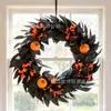 Nova guirlanda artificial de Halloween transfronteiriça para porta e parede, decorações para casa, sala de fuga, decoração de festa e arranjos florais de Halloween