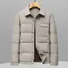 Chaqueta de Plumón para Hombre 2026 Otoño/Invierno Cuello Campana Estilo Camisa Juvenil Negocios Casual Cálido Acolchado Térmico