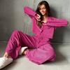 Pijama de Calça Longa Novo Outono e Inverno Europeu e Americano para Mulheres, Solto e Confortável, de Tecido Felpudo, Roupas de Casa Femininas Transfronteiriças, Atacado