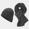 Conjunto de Gorro y Bufanda de Lana a Rayas para Mujer, Conjunto de Dos Piezas de Gorro de Punto y Calentador de Cuello para Estudiantes de Otoño e Invierno, Jersey Estilo Pareja