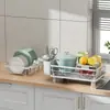 Estante de Secado y Almacenamiento Extraíble para Platos de Cocina Mesa Lateral para Fregadero Doméstico Caja de Almacenamiento para Vajilla y Palillos