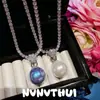Joyería Plata Rosa Sangre Azul Perla Blanca Australiana Diamante Collar Conjunto de Boda Copo de Nieve Aurora Pendientes de Perla de Concha Deslumbrantes