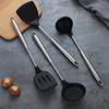 Acero Inoxidable 304 Espátula de Silicona para Cocinar Utensilios de Cocina Espátula para Freír Cuchara para Sopa Resistente a Altas Temperaturas Juego de Espátulas de Silicona para Cocina