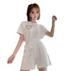Traje de Belleza Tachonado Estilo Tweed Estilo Corto 100 kg Nuevo Talla Grande Camiseta Asimétrica Shorts Conjunto de Dos Piezas a la Moda