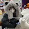 Gorro de Peluche de Oso Lindo de Invierno para Mujer, Gorro Pullover Versátil, Cálido y Grueso, Resistente al Frío, Protector de Orejas, Gorro Lei Feng Peludo