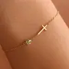 Pulseira Cruz com Pedra de Nascimento de Dezembro Transfronteiriça da Amazon Nova Moda Joias Presente de Aniversário para Mulheres