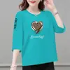 Comercio Electrónico Transfronterizo Comercio Exterior Mamá Cuello Redondo Manga Tres Cuartos Camiseta Holgada Versátil Elegante Capa Base Primavera y Otoño Prenda Exterior Superior