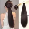 Peluca de Cola de Cabello Liso Versátil y Elegante para Mujer, Extensiones de Cabello Invisibles Sin Costuras, Potenciador de Volumen de Cabello Esponjoso, Banda Elástica para el Cabello, Trenzas Falsas