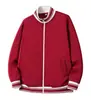 Chamarra de algodón de isla de 330g con bloques de color y cuello de béisbol, sudadera de cuello alto, estilo suelto casual versátil para grupo, estilo unisex