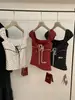 Wgwe8864 Guangzhou Shisanxing Moda Feminina Verão Novo Poá Gola Quadrada Laço Manga Curta Top Estilo Curto
