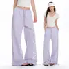 Pantalones deportivos casuales de pierna recta con estampado de letras estilo americano, nuevos pantalones para mujer con cordón, pantalones de pierna ancha, corte holgado, versátiles y que estilizan, pantalones largos