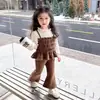 Traje de Primavera Estilo Francés para Niñas Traje Coreano para Niños Falso Dos Piezas Camisola Camisa de Muñeca Pantalones Acampanados Casuales para Niñas Primavera y Otoño