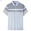 Camiseta de manga corta a rayas de verano, holgada, informal, de negocios, moderna, para hombre, con solapa tipo polo