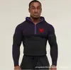 Camisa de Fitness com Capuz Youngla Cross-Border Masculina Aranha de Alta Elasticidade, Ajuste Justo, Design Meio Zíper, Top Esportivo Respirável