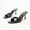 Sandalias de Tacón Alto con Punta Abierta y Punta Fina para Mujer, Tacones de Aguja, Zapatillas de Tacón Alto Peep-Toe de Una Sola Correa Simple Color Champaña, Suministro Transfronterizo