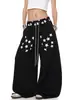 Calça moletom casual com estampa de estrela, estilo high street americano, para homens e mulheres, modelagem solta, fluida, esportiva, perna reta, perna larga, calça longa para dança de jazz