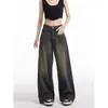 Jeans Vintage Lavagem Escura para Mulheres, Novo Design Primavera/Verão 2026, Modelagem Solta, Calças Pantalona Emagrecedoras