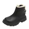 Botas de Cuero Forradas de Felpa para Niñas, Botas de Princesa de Moda para Niños, Botas Nuevas de Algodón Otoño/Invierno 2026, Botas Cortas para Niñas, Botas Calientes