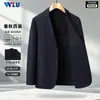 Traje de lana en stock para hombre, primavera y otoño, blazer de alta calidad de dos botones, casual de negocios, elástico, corto, de un solo botonadura